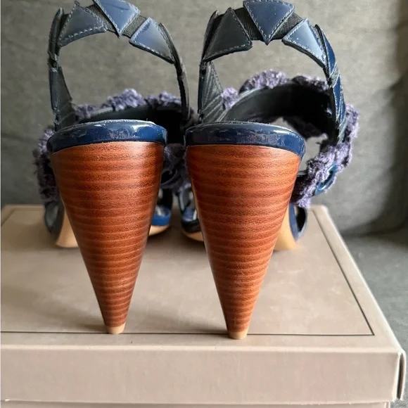 Tory Burch Freya Navy Blue Slides Shoes - Picture 4 of 11